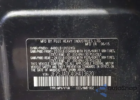 2016 Subaru Forester 2.5I Premium из США, поврежденный, VIN JF2SJADC4GH413620